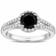 Platinum Black Diamond Halo Engagement Ring 1.39 Carat Unique Handmade Certified 