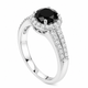 Platinum Black Diamond Halo Engagement Ring 1.39 Carat Unique Handmade Certified 