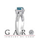 Blue Diamond Engagement Ring 1.36 Carat 14K White Gold Halo Certified Handmade