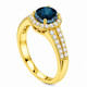 Blue Diamond Halo Engagement Ring 1.36 Carat 14K White Gold or Yellow Gold Certified Handmade