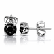 1 Carat Black Diamond Stud Earrings 14K White Gold Certified Handmade