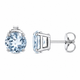 1.00 Carat Aquamarine Stud Earrings Platinum Handmade Certified March Birthstone Earrings
