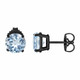 1.00 Carat Aquamarine Stud Earrings 14K Black Gold Vintage Style Handmade Certified March Birthstone Earrings