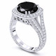 Platinum Black Diamond Halo Engagement Ring Antique Style Hand Engraved 3.92 Carat Handmade Unique