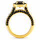 2.00 Carat Black Diamonds Halo Engagement Ring 14K Yellow Gold Certified Handmade