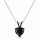 Heart Shaped Black Diamond Solitaire Pendant Necklace 1.75 Carat 14K Black Gold Vintage Style Handmade Certified