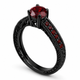 Garnet Engagement Ring Vintage Filigree 1.15 Carat 14K Black Gold Unique Handmade Birthstone Ring