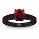 Garnet Engagement Ring Vintage Filigree 1.15 Carat 14K Black Gold Unique Handmade Birthstone Ring
