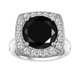 6.76 Carat Black Diamond Engagement Ring, 14K White Gold Unique Halo Certified Handmade