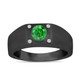 Green Diamond Solitaire Mens Ring Vintage Style 14K Black Gold 0.55 Carat Handmade