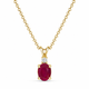 Oval Ruby & Diamond Solitaire Pendant Necklace 1.12 Carat 14K Yellow Gold Unique Handmade