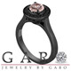 Morganite Engagement Ring 14K Black Gold Vintage Style 0.95 Carat Certified Pave Set Halo HandMade