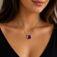 Garnet And Diamonds Clover Floral Pendant Necklace 1.97 Carat 14K White Gold Certified Handmade