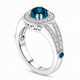 Platinum Blue Diamond Unique Engagement Ring Halo 1.56 Carat Handmade Certified
