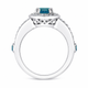 Unique Blue Diamond Halo Engagement Ring 1.56 Carat 14K White Gold, Yellow Gold, Rose Gold, Handmade Certified