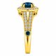 Unique Blue Diamond Halo Engagement Ring 1.56 Carat 14K White Gold, Yellow Gold, Rose Gold, Handmade Certified