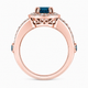 Unique Blue Diamond Halo Engagement Ring 1.56 Carat 14K White Gold, Yellow Gold, Rose Gold, Handmade Certified