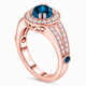 Unique Blue Diamond Halo Engagement Ring 1.56 Carat 14K White Gold, Yellow Gold, Rose Gold, Handmade Certified