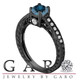 Blue Diamond Engagement Ring 14K Black Gold Vintage Unique Antique Style Engraved 1.20 Carat Certified HandMade
