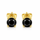1 Carat 14K Yellow Gold Black Diamond Stud Earrings Certified Handmade