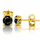 1 Carat 14K Yellow Gold Black Diamond Stud Earrings Certified Handmade