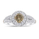 Platinum Champagne Brown Diamond Engagement Ring 1.56 Carat Handmade Unique Halo Pave Certified

