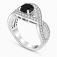 Platinum Black Diamond Twisted Engagement Ring 1.52 Carat Unique Handmade Certified