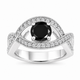 Platinum Black Diamond Twisted Engagement Ring 1.52 Carat Unique Handmade Certified