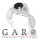 Black Diamond Twisted Engagement Ring 1.52 Carat 14K White Gold Unique Handmade Certified