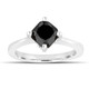 Cushion Cut Black Diamond Solitaire Engagement Ring 1.55 Carat 14K White Gold Unique Gallery Design handmade