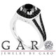 Trio Black Diamonds Engagement Ring Sets 2.02 Carat 14K White Gold Halo  Unique Handmade Certified