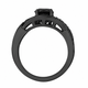 Black Diamond Twisted Engagement Ring 1.52 Carat 14K Black Gold Vintage Style Handmade Certified