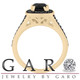 Black Diamonds Engagement Ring 14K Yellow Gold 1.60 Carat Unique Halo Pave Bridal Handmade