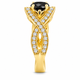 Black Diamond Twisted Engagement Ring 1.52 Carat 14K Yellow Gold Certified Handmade