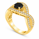 Black Diamond Twisted Engagement Ring 1.52 Carat 14K Yellow Gold Certified Handmade