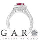 Platinum Red Ruby and Diamonds Engagement Ring 1.32 Carat Vintage Antique Style Hand Engraved Halo Pave

