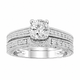 Diamond Engagement Ring And Wedding Band Set 14K White Gold Or Yellow Gold GIA Certified 0.76 Carat Vintage Style Engraved Handmade
