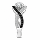 GIA Certified Black and White Diamonds Twisted Engagement Ring 1.53 Carat 14k White Gold Unique Handmade