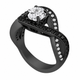 Natural Diamond Twisted Engagement Ring 14K Black Gold Vintage Style Unique Handmade