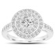 1.04 Carat Natural Diamond Double Halo Engagement Ring GIA Certified 14K White Gold Handmade