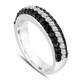  Black & White Diamonds Wedding Band 14k White Gold Half Eternity 3 Rows Pave Unique 0.84 Carat