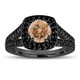 Fancy Champagne Brown Diamond Engagement Ring 14K Black Gold Vintage Style 1.56 Carat Halo Pave Handmade Certified
