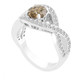 Platinum Champagne Diamond Twisted Engagement Ring 1.53 Carat Certified Handmade