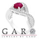 1.55 Carat Ruby Twisted Engagement Ring 14K White Gold Handmade Certified