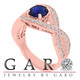 1.55 Carat Blue Sapphire Engagement Ring 14K Rose Gold Handmade Certified