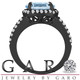 Aquamarine Engagement Ring 3.58 Carat 14K Black Gold Vintage Style Halo Split Shank Handmade Certified