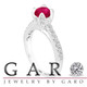 Ruby Engagement Ring 14K White Gold 0.85 Carat Unique Certified Handmade