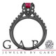 Ruby Engagement Ring 14K Black Gold Vintage Style 0.85 Carat Unique Handmade Certified