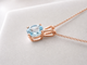 Aquamarine Solitaire Pendant Necklace 14K White Gold, Rose Gold Or Yellow Gold 1.00 Carat Handmade Certified 