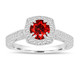 Red Diamond Engagement Ring, Hand Engraved Filigree Engagement Ring, 1.15 Carat 14K White Gold Unique Vintage Antique Style Halo Pave
